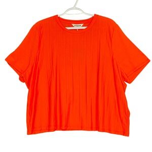 Boden Women's Ribbed T-Shirt US 20-22 UK 22 Bright Orange Short Sleeve Top T1339